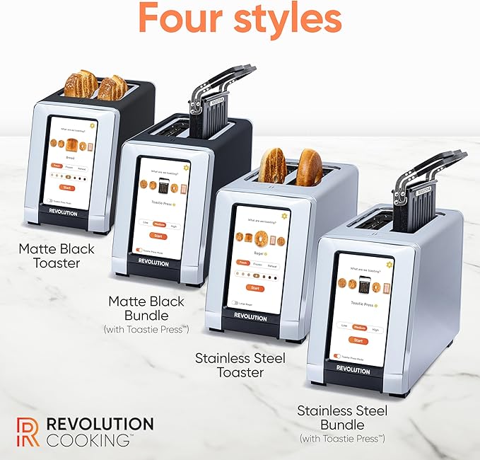 Revolution R180 Connect Touchscreen Smart Toaster with High-Speed InstaGLO Technology ??Choose from 6 Bread Types, 7 Browning Levels, & Toastie Press Mode (Stainless Steel, 2-Slice)