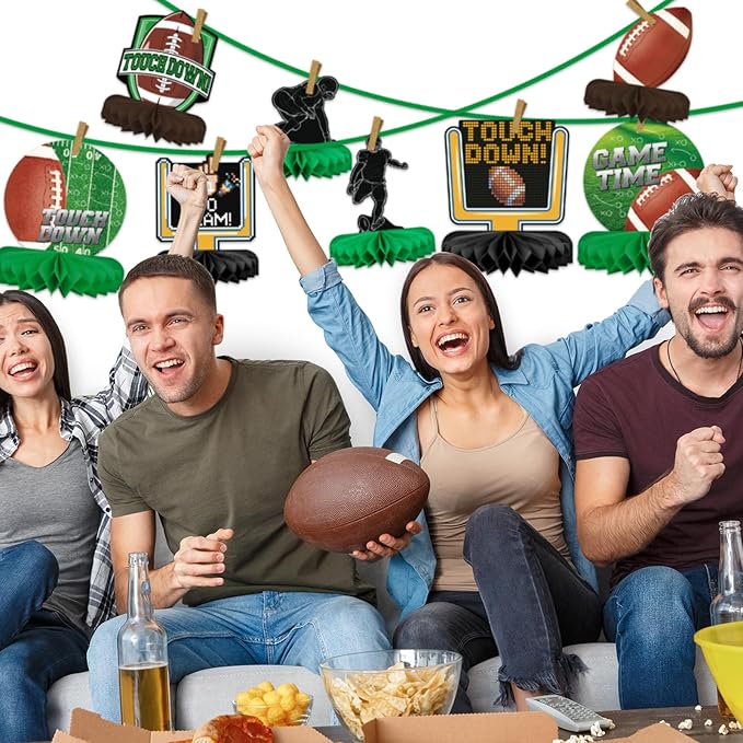 10PCS Football Party Decorations Football Table Centerpiece Football Honeycomb Centerpieces Table Toppers for Football Birthday Party Football Game