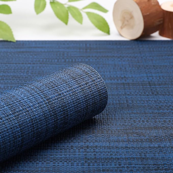 Myir JUN Table Runner, Vinyl Table Runner Indoor Arbitrarily Cropped Runner for Table Heatproof for Home Party (Dark Blue, 12 x 94 inch)