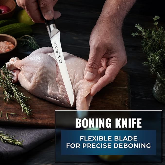 Cutluxe Butcher Knife Set ??BBQ Brisket, Breaking and Boning Knives, Honing Rod ??Carving Knife Set for Meat Cutting, Ultra Sharp German Steel, Full Tang, Ergonomic Handles ??Artisan Series