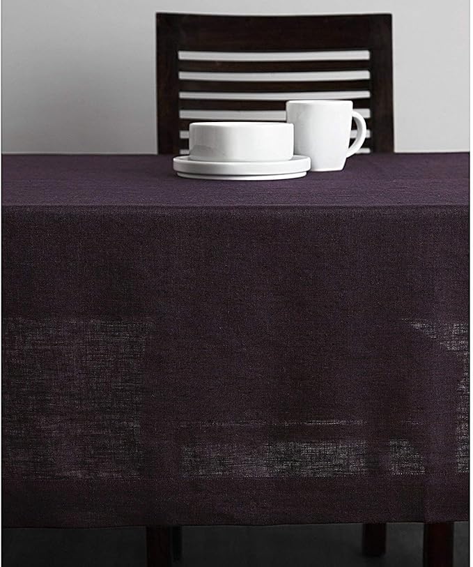 Solino Home Linen Tablecloth 60 x 120 Inch - 100% Pure Linen Grape Table Cloth for Rectangle Tables - Athena, Machine Washable Tablecloth for Winter, Valentines, Spring, Easter