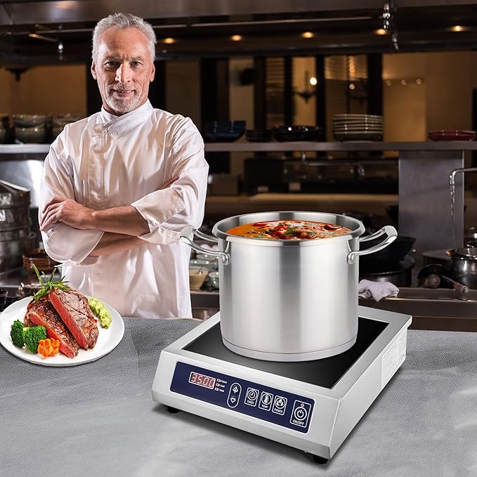 Commercial Induction Cooktop,Portable Electric Induction Countertop Burner(3500W/ 240V) with Stainless Steel Housing, Durable Commercial Induction Hot Plate for Hotel Restaurant School
