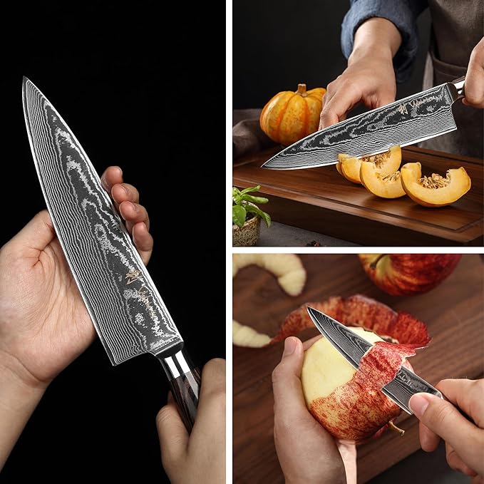 Wakoli EDIB Essentials 3-Piece Damascus Knife Set ??Professional Chef's Knives with VG10 Core & 67-Layer Damascus Steel Blades, Ergonomic Pakkawood Handles ??Premium Kitchen Knives in Elegant Gift Box