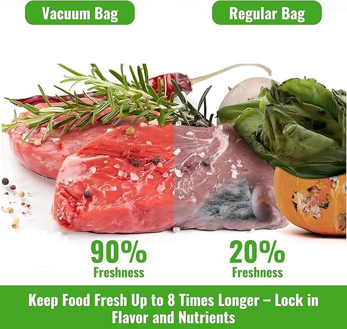 Vacuum Sealer Bags Rolls for Food Storage | 6 Pack, Includes 3 Rolls 11 x 20 ft and 3 Rolls 8 x 20 ft, BPA-Free, Extra Thick, Freezer Safe, Leakproof, Airtight Seal | Perfect for Meal Prep & Sous Vide