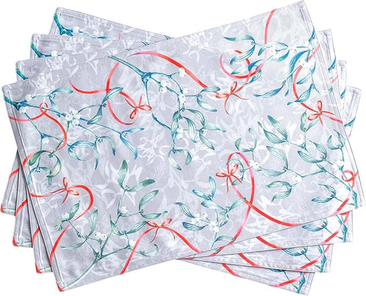 Maison d' Hermine Placemats Set of 4 100% Cotton Washable Cloth Place Mats, Reusable Table Mats for Thanksgiving Christmas Decorations Kitchen Dining Party Wedding Restaurant (Enora, 13" x 19")