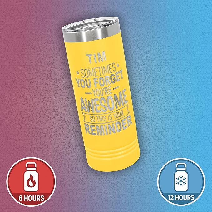 Personalized Inspirational Tumbler, Inspirational Gifts for Men Dad Father Wife Sister Women, Custom Birthday For Him Her, Customized You?셱e Awesome Tumbler, Teacher Coworker Gifts 22oz Yellow