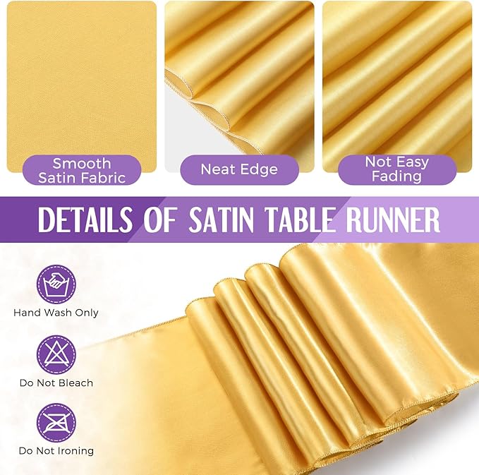 Tudomro 16 Pcs Purple and Gold Disposable Plastic Tablecloths and Satin Table Runner Set 54x108 Inch Tablecloth 12x108 Inch Table Runners for New Year Wedding Birthday Baby Shower Graduation