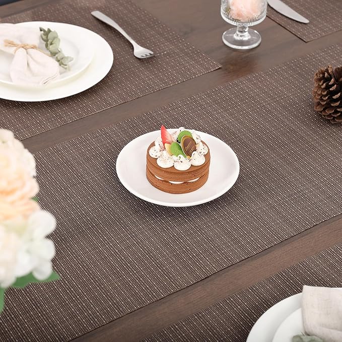 Myir JUN Table Runner, Vinyl Table Runner Indoor 55 Inch Long Arbitrarily Cropped Runner for Table Heatproof for Home Party (Coffee, 15 x 55 inch)