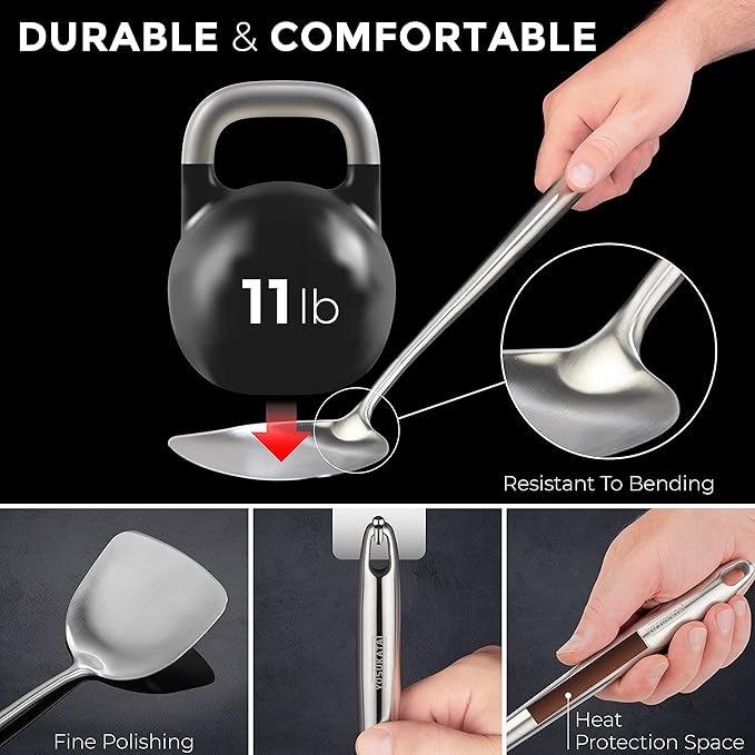 YOSUKATA Carbon Steel Wok Pan - 14 ??Woks and Stir Fry Pans With Lid 13.6 Inch - Premium Stainless Cover with Tempered Glass Insert Steam Holes +17?쇺?Spatula and Ladle