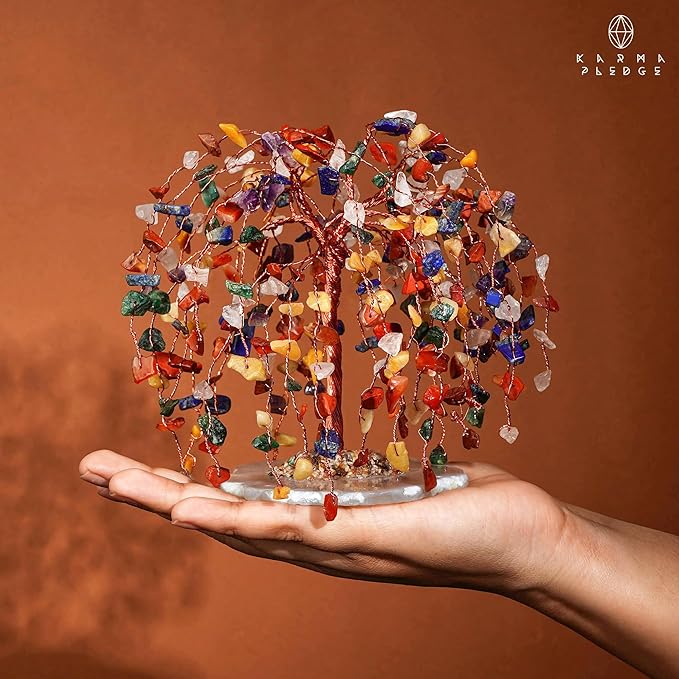 7 Chakra Healing Crystal Tree of Life, Home and Office Desk D챕cor, Feng Shui Money Bonsai Trees for Postive Energy, Wealth, Good Luck, Protection, Reiki Healing Crystals and Stones, Spiritual Gifts