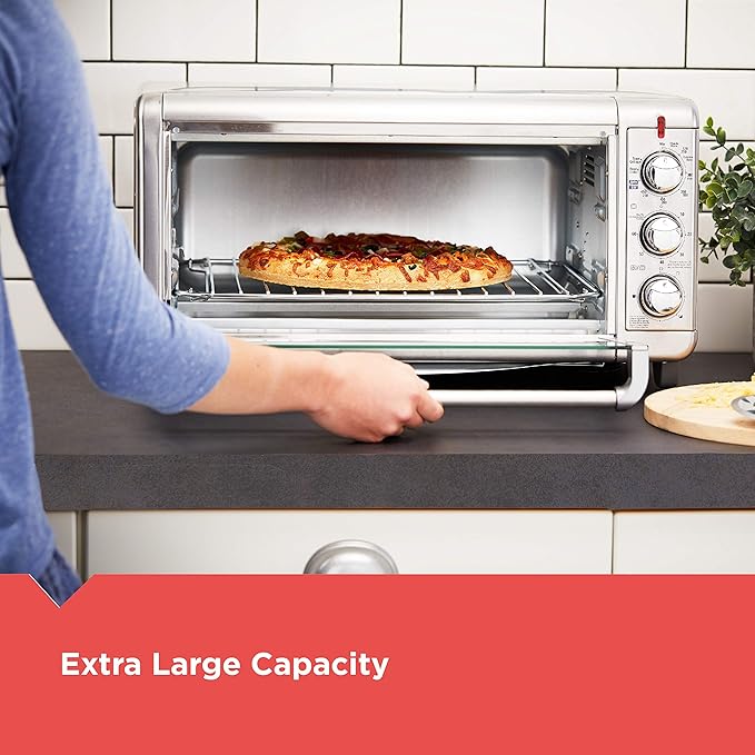 BLACK+DECKER Crisp 'N Bake Air Fry Countertop Convection Toaster Oven, XL Capacity, 8-Slice, 5-in-1, Fits 9??x 13??pan,12??Pizza, 60-Min Timer, Bake, Broil, Air Fry, Toast, Keep Warm, Stainless Steel
