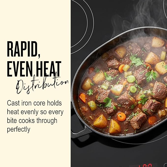 Alva Nori 5-Qt Enameled Cast Iron Round Dutch Oven ??Made With No PTFE/PFOA/PFAS, Oven & Induction Safe ??3-Layer Enamel, No Seasoning Needed ??Durable, Easy-Clean Cookware for Healthy Cooking, Black