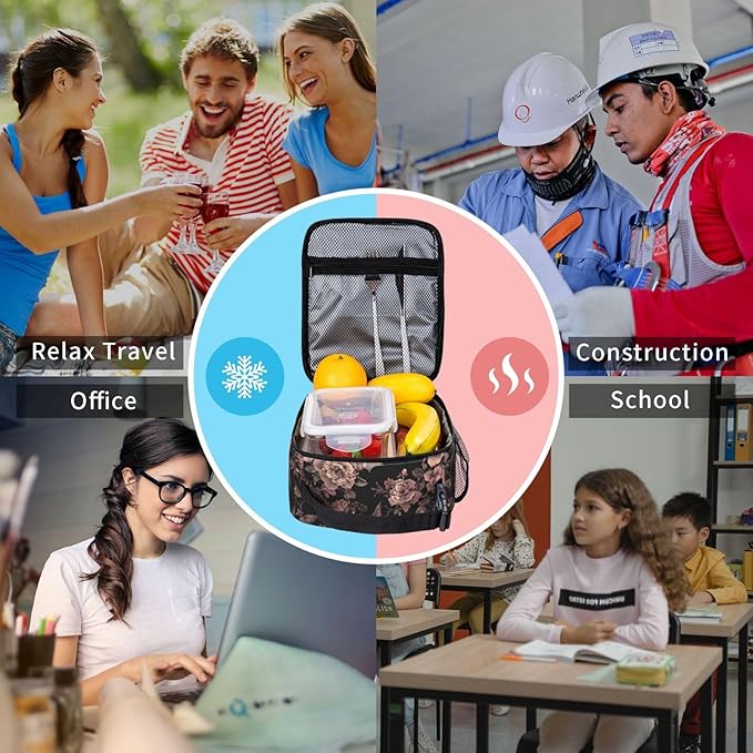 VANZEV Lunch Box for Adults Women Girls Boys Kids Goth Lunch Box Insulated Cooler Reusable Lunch Bag Container Gifts for Work Office Picnic Travel School