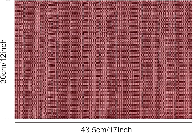 Myir JUN Placemats Set of 8, Vinyl Woven Placemats Place Mats Indoor Set of 8 Washable Table Mats Non-Slip Place mats for Dining Table (Red, Set of 8)
