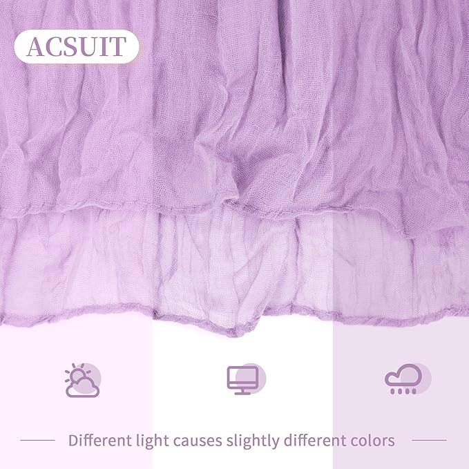 4 Pack Lavender Cheesecloth Table Runner 20 x 120 inch Gauze Table Runners 10 FT Long,Semi Sheer Boho Cheese Cloth Fabric Table Runner Bulk for Wedding,Party,Baby Shower,Bridal Shower Decoration