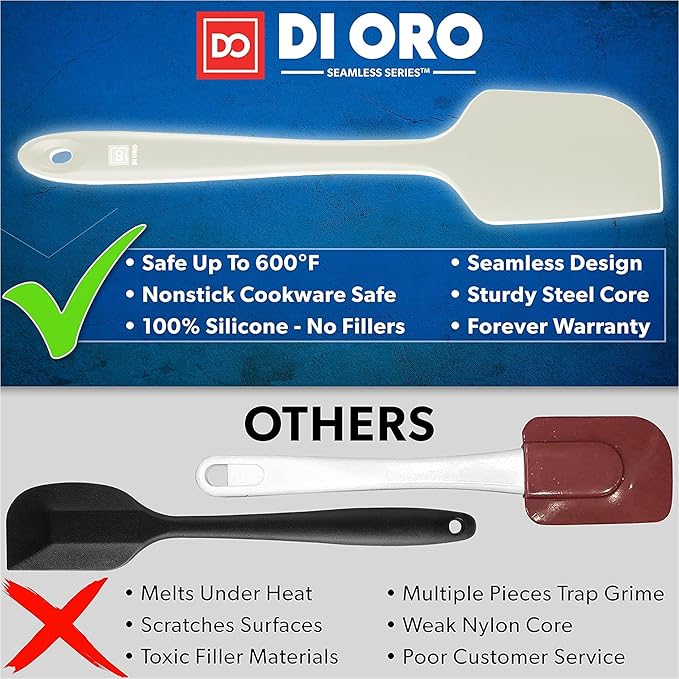 di Oro Living Silicone Spatula Set - Rubber Kitchen Spatulas for Baking, Cooking, & Mixing - 600째F Heat-Resistant & BPA Free Silicone Scraper Spatulas for Nonstick Cookware - Dishwasher Safe (Pastel)