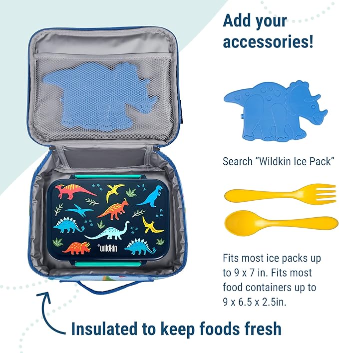 Wildkin Kids Insulated Lunch Box ??Durable and Reusable for School & Travel - Confetti Blue
