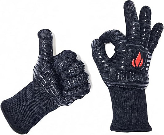 GRILL HEAT AID Extreme Heat Resistant BBQ Gloves - 1472째F Heat Proof Grill Gloves for Grilling EN407 Certified Fireproof Gloves for Fire Pit & Smoker, High Temp Grill Mitts for Outdoor Cooking & Oven
