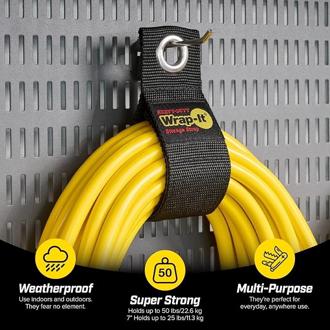Heavy-Duty Wrap-It Storage Straps (Assorted 12 Pack) - Hanging Extension Cord Organizer for Cable Management and Storage on Garage Wall, RV Gadgets and Appliances