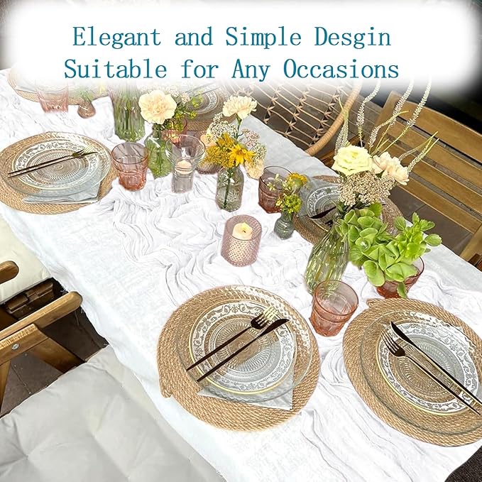 8 Pack White Cheesecloth Table Runner 20 x 120 inch Gauze Table Runners 10 FT Long,Semi Sheer Boho Cheese Cloth Fabric Table Runner Bulk for Wedding,Party,Baby Shower,Bridal Shower Decoration