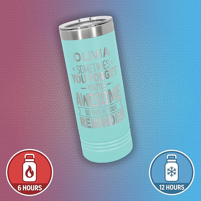 Personalized Inspirational Tumbler, Inspirational Gifts for Men Dad Father Wife Sister Women, Custom Birthday For Him Her, Customized You?셱e Awesome Tumbler, Teacher Coworker Gifts 22oz Teal
