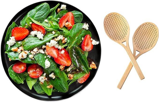 Fox Run Beechwood Tennis Racket Salad Servers, Set of 2 Salad Utensils