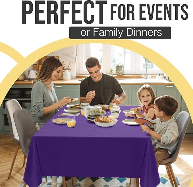 Exquisite 66% Thicker Premium Plastic Table Cloth Rectangle Table Cover 0.5 Mil 24 Pack Purple Table Cloth 54 Inch x 108 Inch Disposable Tablecloth Won't Tear Easily Like Cheap Thin Brands