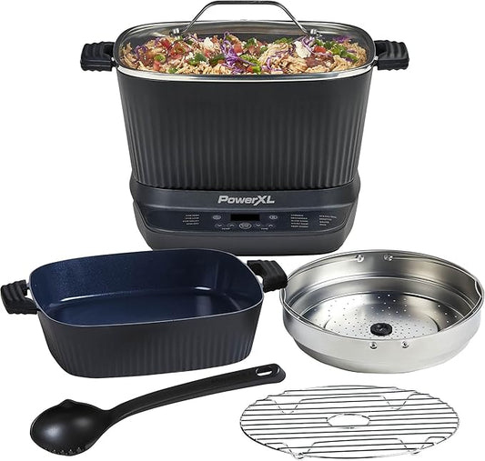 STIRMAX DELUXE 7.5 Quart Digital Multi-Cooker with Automatic Paddle to Stir and Shred, 9 in 1 programmable presets to Saut챕, Sear, and Brown Food Before Simmering ??Accessories, Skillet, & Cookbook