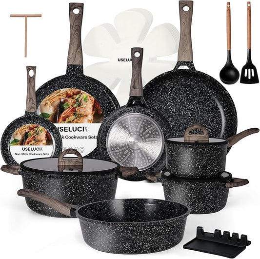 Ceramic Cookware Set 22-Piece Nonstick Pots and Pans Set Non Stick Kitchen Cooking Sets Stockpot Saucepan Frying Pans
