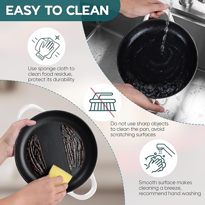 E-far Dutch Oven for Sourdough Bread Baking, 6 Qt Round Enameled Cast Iron Dutch Oven for Homemade Artisan Bread, Dome Lid & Shallow Base, Matte Black Interior & Durable, Oven-Safe to 500?? White