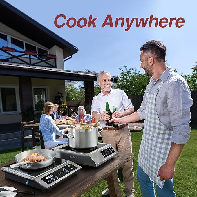 ChangBERT Induction Cooktop, Commercial Grade Portable Cooker, Large 8??Heating Coil, Premium Stainless Steel Countertop Burner with NSF Certified, 10 Hours Timer Powerful 1800W Professional Hot Plate