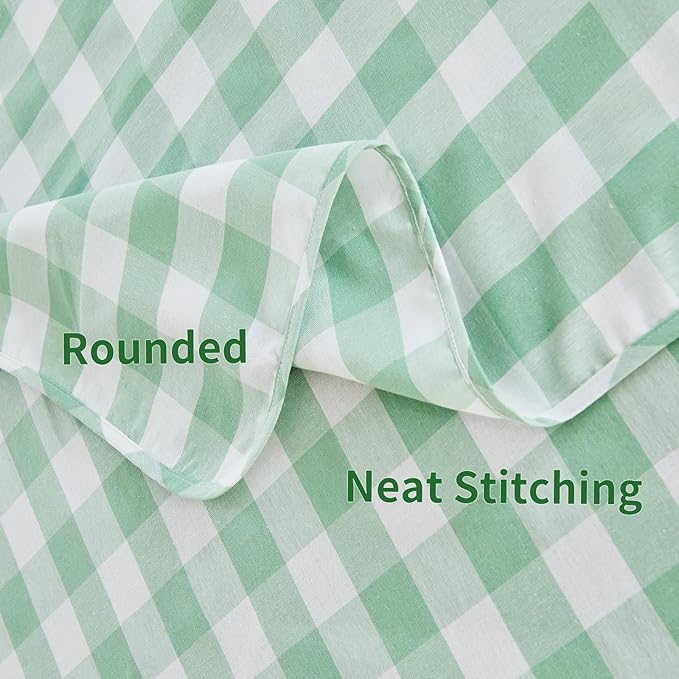 BALCONY & FALCON Gingham Table Cloth Rectangle ??Reversible Water-Resistant Cotton Checkered Tablecloth for Outdoor Picnic, Camping, Kitchen, Holiday Party Decor (Green White, 55x95 Inch)
