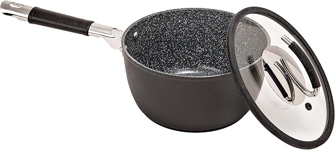 DaTerra Cucina - 2.6 Qt Nonstick Ceramic Saucepan with Lid ??Induction Compatible Cooking Pot, Nonstick Ceramic Sauce Pan for Soup, Pasta, Milk, and More, Medium Size for Kitchen, Oven Safe
