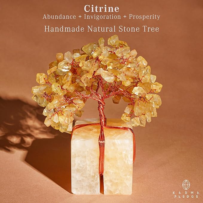 Crystal Tree for Birthday Gifts for Women, Handmade Raw Crystal Base Citrine Chakra Healing Crystal Tree of Life for Positive Energy, Money, Good Luck, Christmas D챕cor, Home and Office Decor