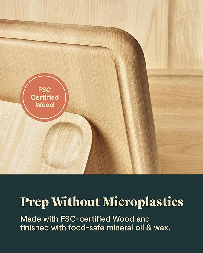 Caraway Cutting Board - Large (17 x 12?? - Double Sided Wood Cutting Board - Made From FSC-Certified Wood - Food-Safe Mineral Oil & Wax Finish