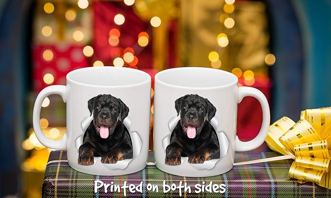 Winston & Bear Friendly Rottweiler Mug - Ceramic Rottie Coffee Mug Gift for Dog Lovers Mom and Dad - Perfect Birthday or Christams, Father's or Mother's Day Gift (11oz)
