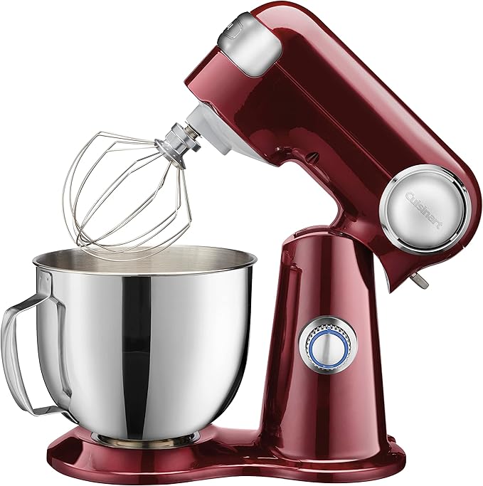 Cuisinart Stand Mixer, 12 Speed, 5.5 Quart Stainless Steel Bowl, Chef?™s Whisk, Mixing Paddle, Dough Hook, Splash Guard w/ Pour Spout, Pinot Noir, SM-50PNNAS