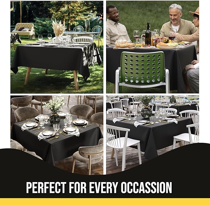 Party Solids 12-Pack Black Square Plastic Disposable Tablecloth ??Size: 70 횞 70 Inches ??Square Table Cover for Parties, Picnics & Formal Events