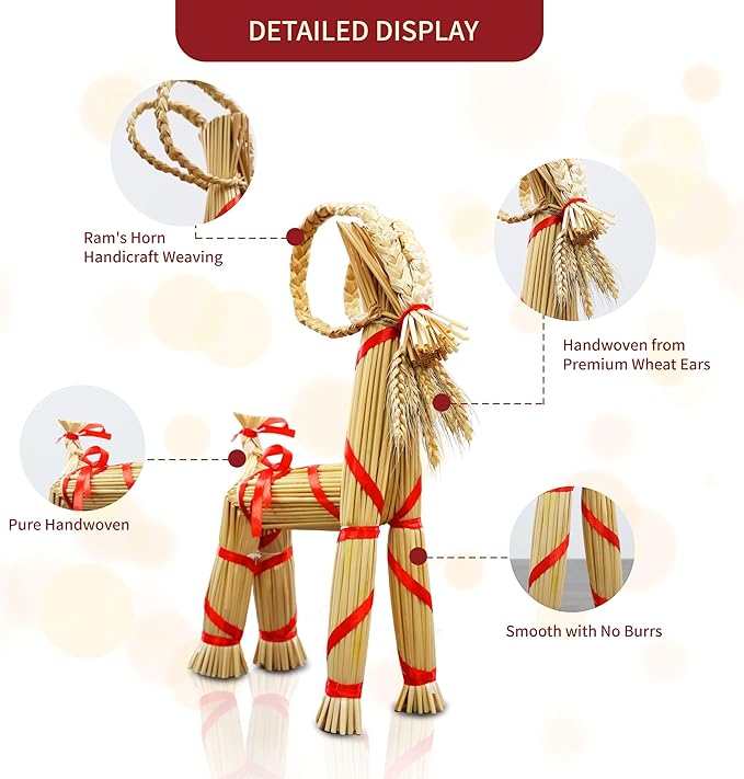 16.1-inch Tall Swedish Straw-Woven Christmas Goat Yule Decoration forome Birthday Party Interior Outdoor Holiday Tradition Decor