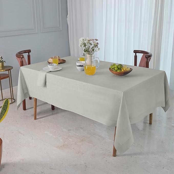 D'Moksha Homes Silver Grey Linen Tablecloth 60 x 84 Inch - 100% Pure Linen Table Cloth for Rectangle Tables - Machine Washable Cloth Tablecloth for Spring, Easter