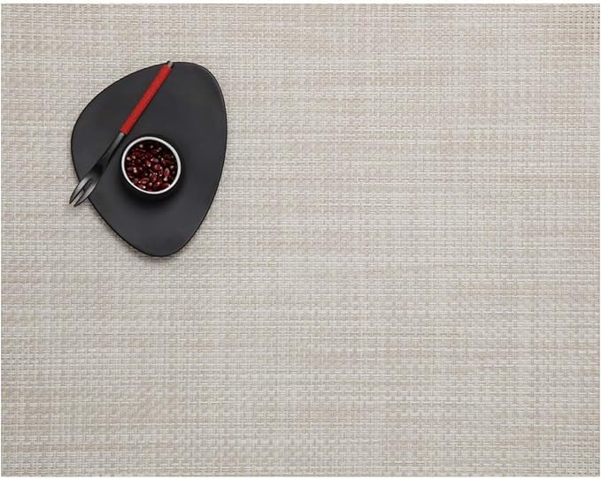 Chilewich Basketweave Placemats in Khaki - Set of 4 - Easy Care Woven Tabletop Textiles - Indoor/Outdoor - 19" x 14" Rectangle