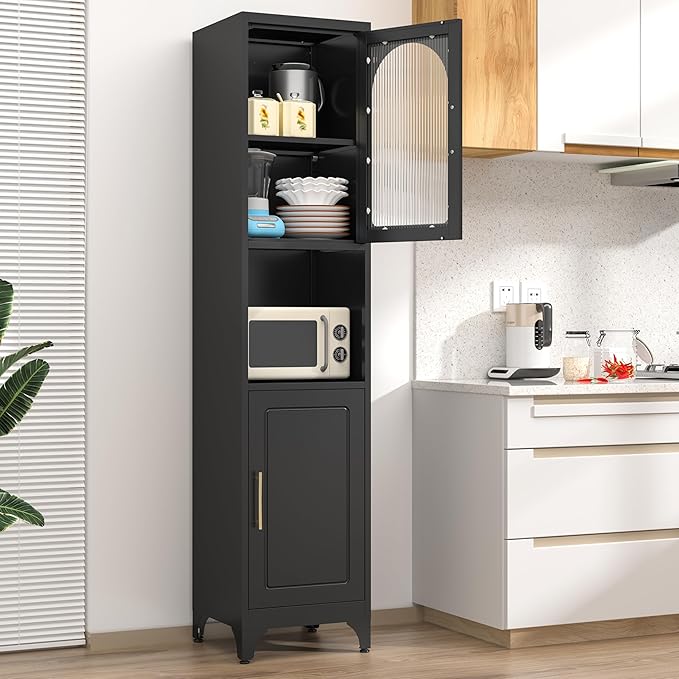 Tall Bathroom Storage Cabinet,Freestanding Storage Cabinet with Doors and Shelves,Slim Bathroom Cabinet,Small Cabinets for Living Room
