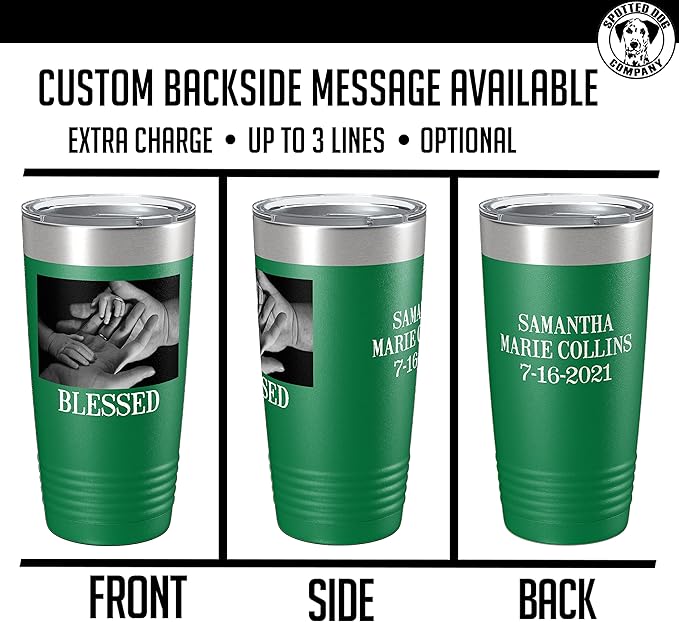 Personalized 20oz (17 Colors) Photo Picture Printed Insulated Stainless Steel Powder Coated Tumbler with Lid ??Customized Mother's Day Gift Her Him Men, Custom Coach Gifts Team Mom Dad (Green)