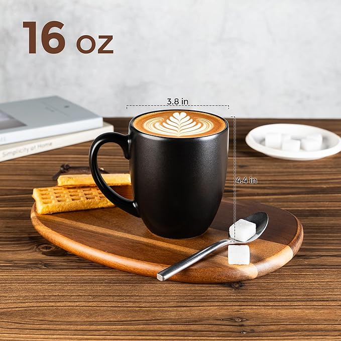 GBhome 16oz Coffee Mugs Set of 6, Large Ceramic Coffee Mugs for Man, Woman, Dad, Mom, Modern Coffee Mugs Set with handle for Tea/Latte/Cappuccino/Milk/Cocoa. Dishwasher&Microwave Safe,Multi-Color