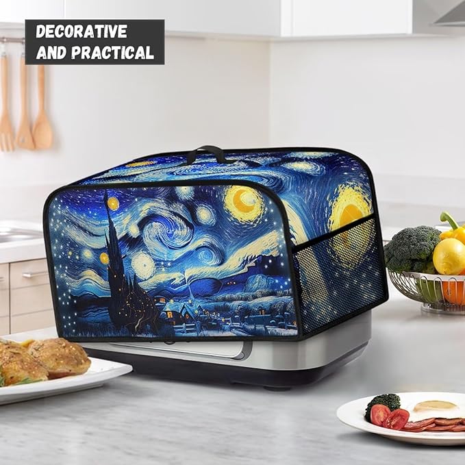 Cover for Slow Cooker 7 Quart Slow Cooker, Van Gogh Oil Painting Printed Insulated Slow Cooker Cover Appliance Dust Cover with Pocket Halloween Kitchen Décor
