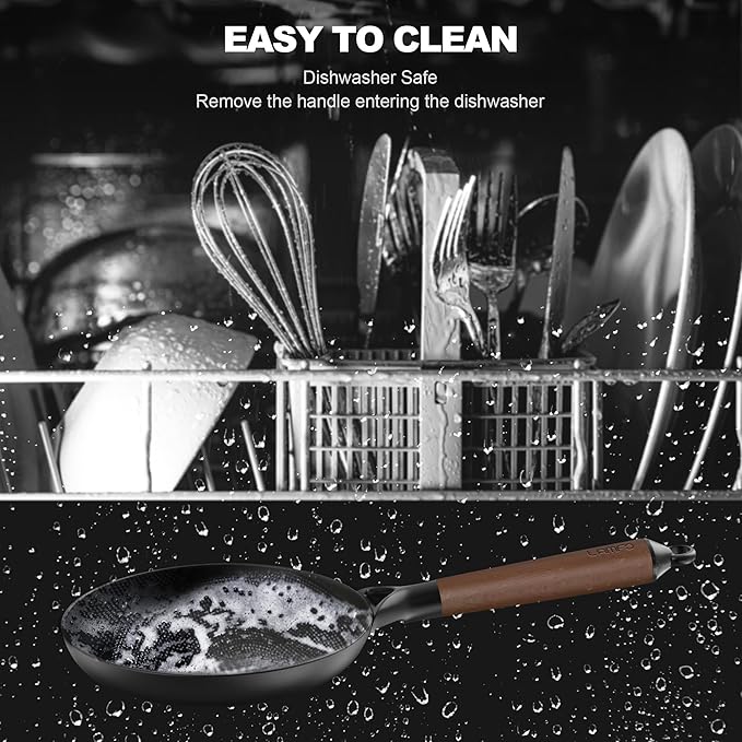 8" Cast Iron Skillets, Non Stick Frying Pan with Removable Handle, Oven & Dishwasher Safe Cooking Pan Compatible with All Stovetops