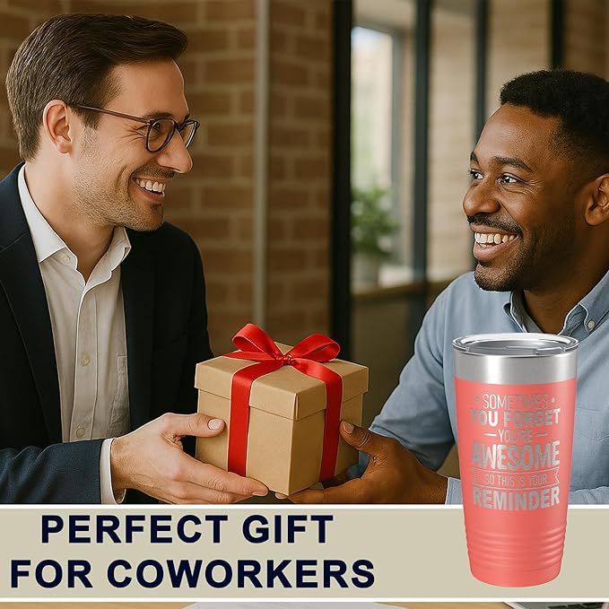 Spotted Dog Company Inspirational Tumbler, Inspirational Gifts for Men Dad Father Wife Sister Women, Birthday For Him Her, You?셱e Awesome Tumbler, Teacher Coworker Gifts 20oz Coral