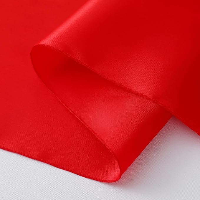 Horbaunal 6 Pack Satin Runners 12 x 108 Inch Bright Silky Smooth Satin Table Runners for Birthday Wedding Party Banquets, Red