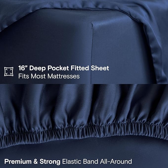 DOZ Sheet Set, 100% Viscose derived from Bamboo, Organically Grown, Buttery Soft, Cooling Sheets, High GSM, Deep Pockets - 2 Piece - 1 Pillowcase 1 Fitted Sheet (Sapphire, Twin)