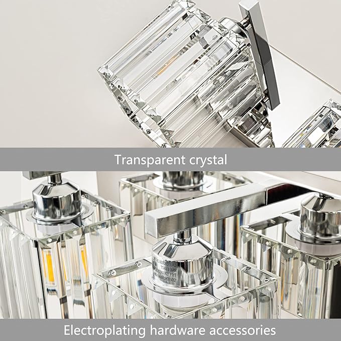 Modern Bathroom Vanity Light 2-Lights Chrome Crystal Bathroom Wall Light Vanity Light Fixturesï¼?2.59-inch Modern Minimalist Design